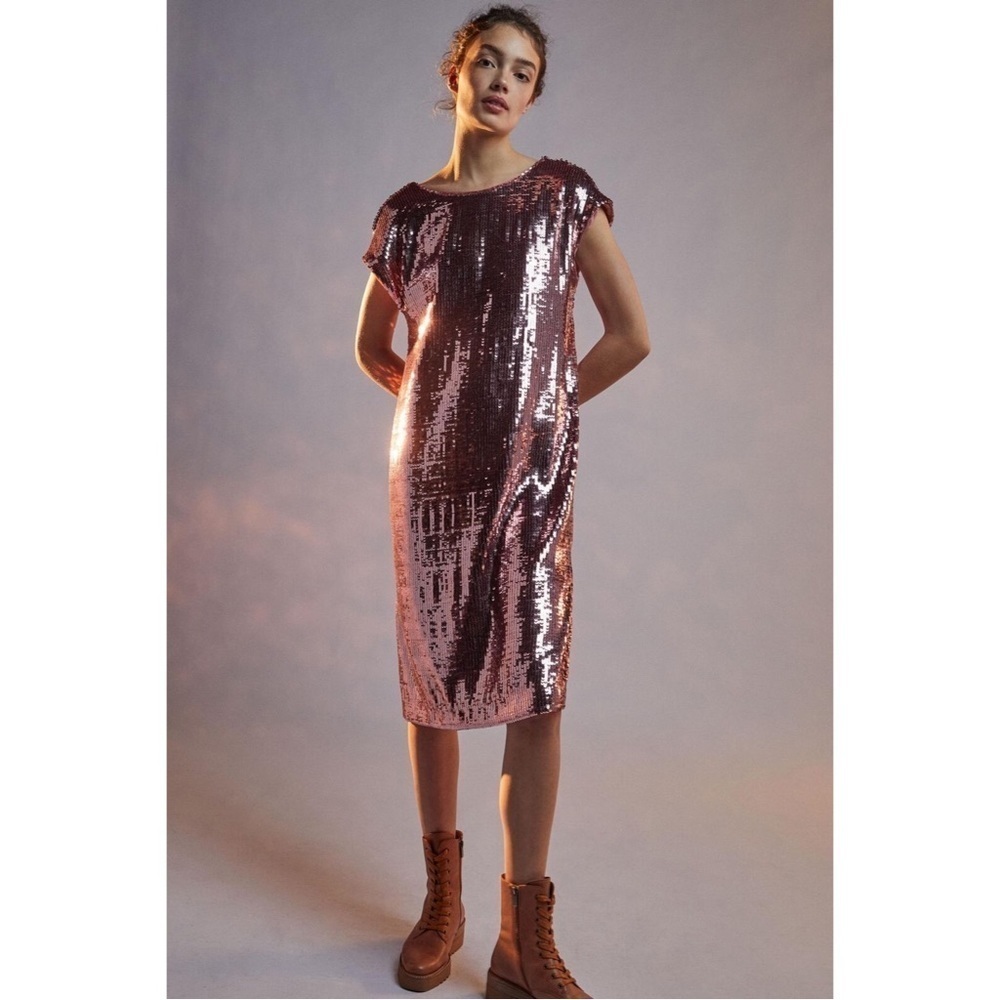 Nwt Anthropologie Maeve Kara Sequin Oversized Holiday Dress XS